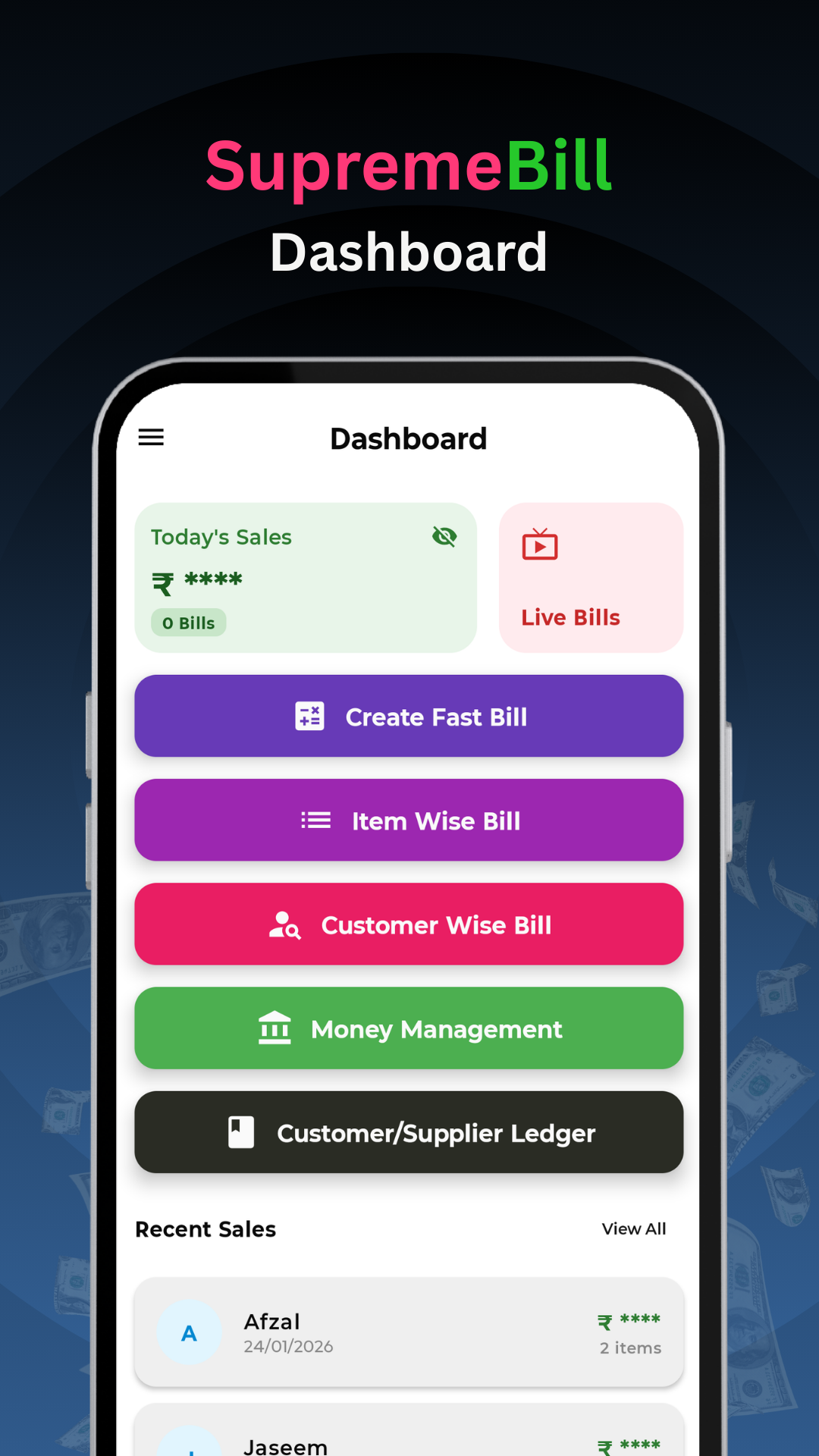 Supreme Bill Dashboard Screenshot